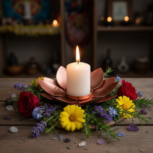 Lotus Flower Shaped Brass Candle Holder