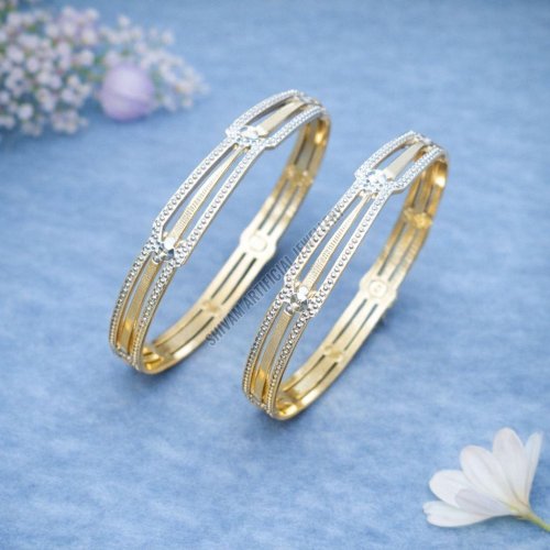 Classic Crystal Studded Gold Tone Bangles