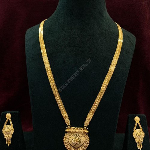 Classic Long Carved Pendant Necklace Set