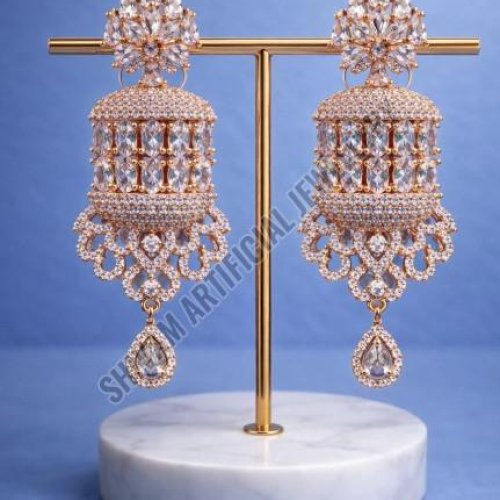 Crystal Chandelier Long Jhumka Earrings