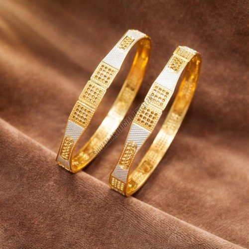 Dual Tone Textured Bangle Set