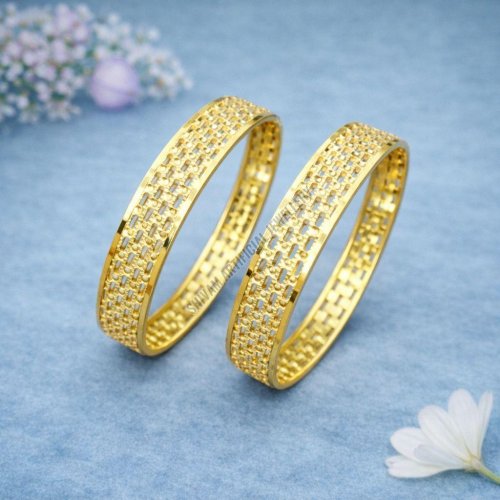 Gold Tone Lattice Pattern Ethnic Kada