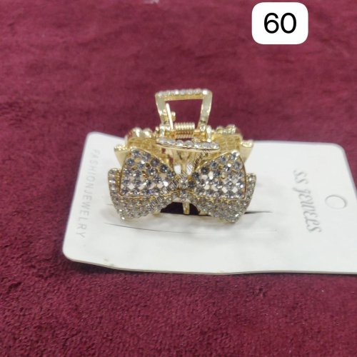 Golden Crystal Bow Hair Claw Clip