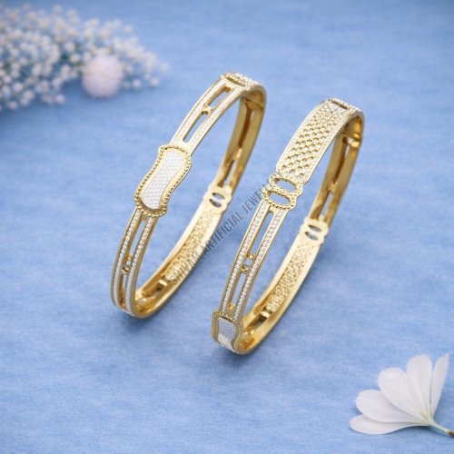 Imperial Honeycomb Gold Tone Bangles