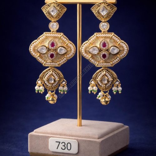 Kundan Pearl Designer Drop Earrings