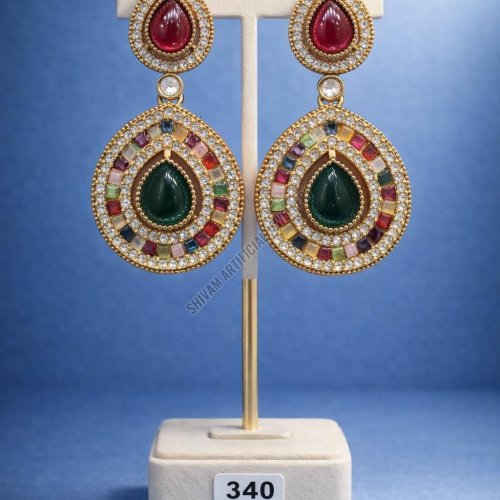 Multicolor Kundan Drop Earrings