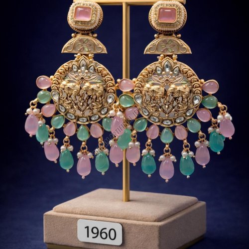 Multicolor Kundan Elephant Drop Earrings