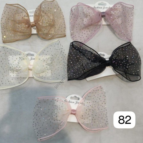 Net Sequin Bow Hair Clip