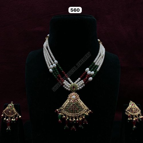 Pearl Necklace with Jhumka Earrings Set