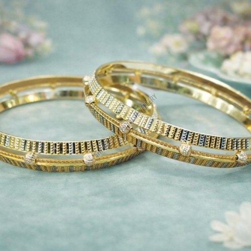 Textured Dual-Tone Designer Bangle Pair