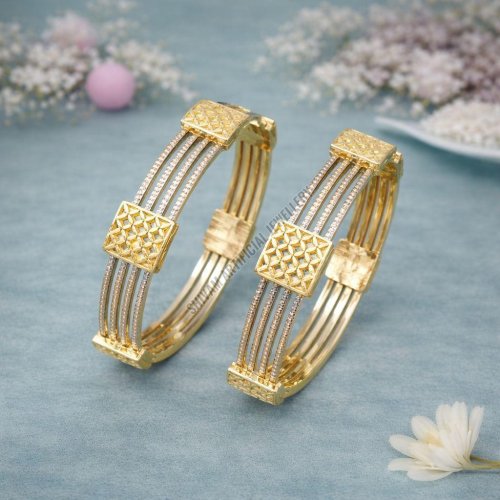Textured Square Design Crossover Bangles Set