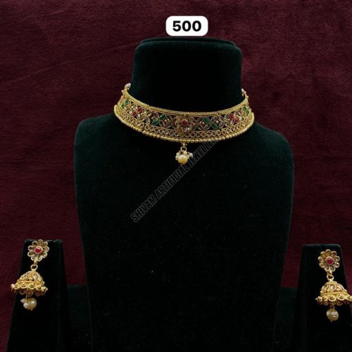 Traditional Kundan Necklace and Jhumka Earring Set