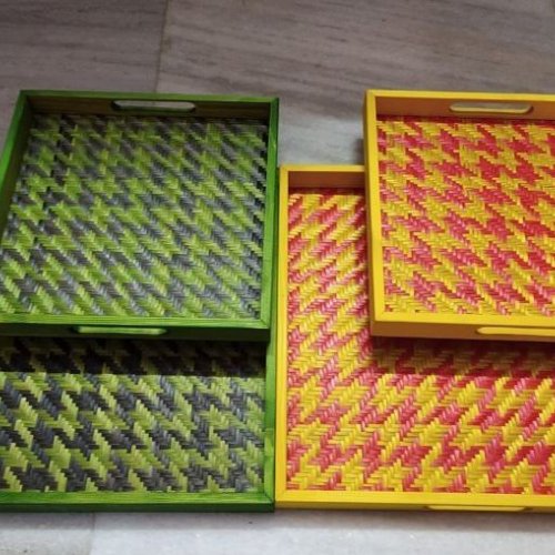 Handcrafted Rectangular Bamboo Serving Tray