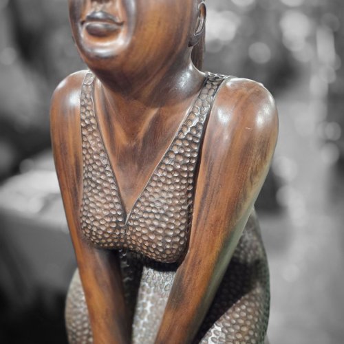 Girl in Mood Wooden Model Home Decor Statue