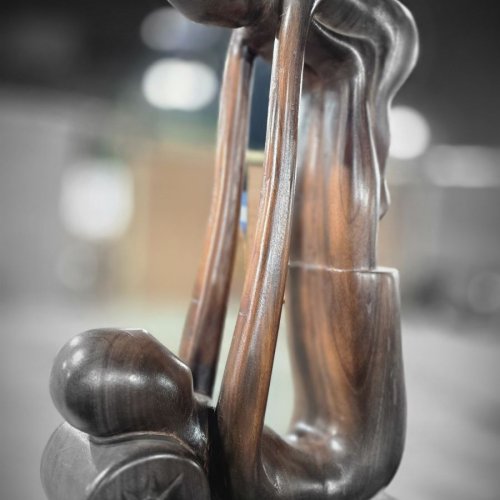 Mother Playing with Son Wooden Statue for Home Decor