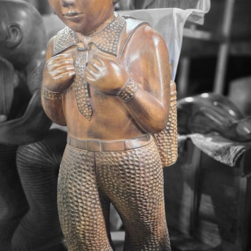 School Boy Wooden Model Home Decor Statue