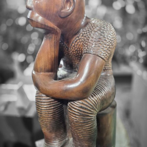 Thinking Man Wooden Model Home Decor Statue