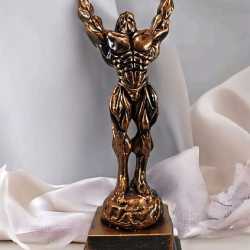 Antique Bronze Power Fitness Bodybuilder Showpiece