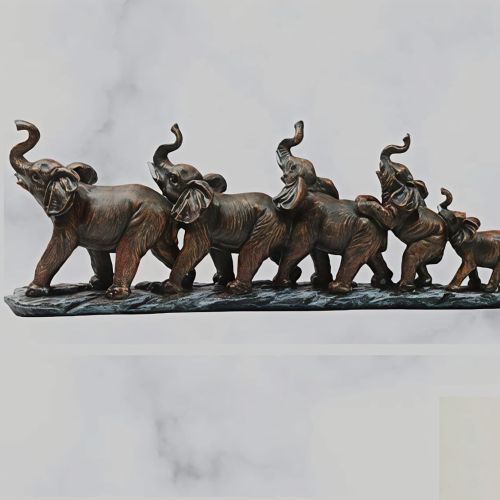 Antique Brown Elephant Family Showpiece