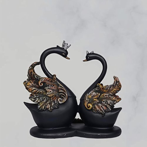 Black & Golden Swan Pair Decorative Showpiece
