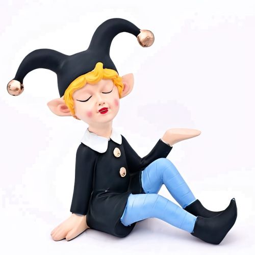 Cute Sitting Jester Elf Showpiece