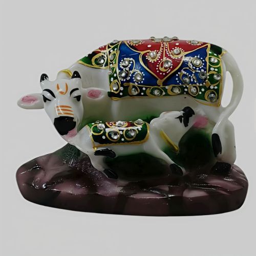 Decorative Kamdhenu Cow With Calf Idol