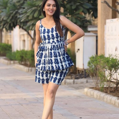 Ladies Indigo Blue Printed Sleeveless Co-Ord Set