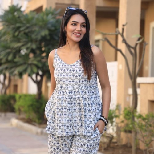 Ladies Printed Sleeveless Top Shorts Set