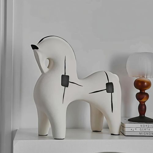 Modern Abstract White Horse Figurine