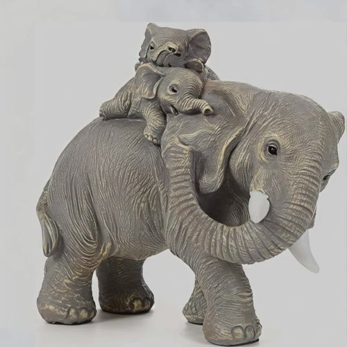 Mother Baby Elephant Artistic Sculpture