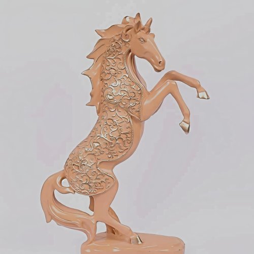 Royal Glossy Rose Gold Rearing Horse Statue