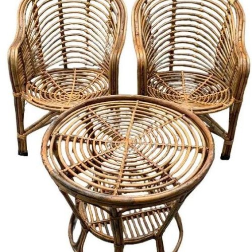 Bamboo Cane Chair Table Set