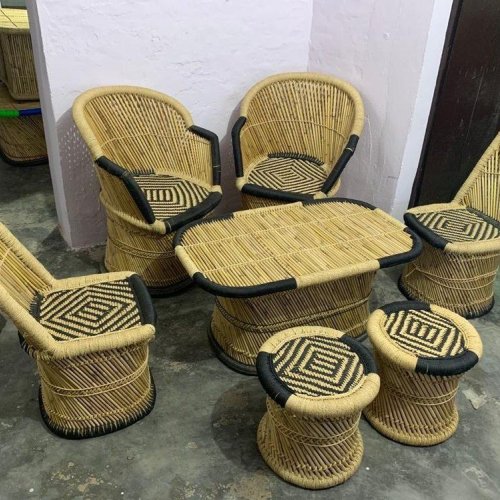 Bamboo Mudha Restaurant Table Chair Furniture Set