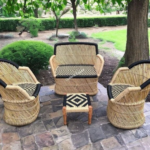 Bamboo Wooden Chair Table Set