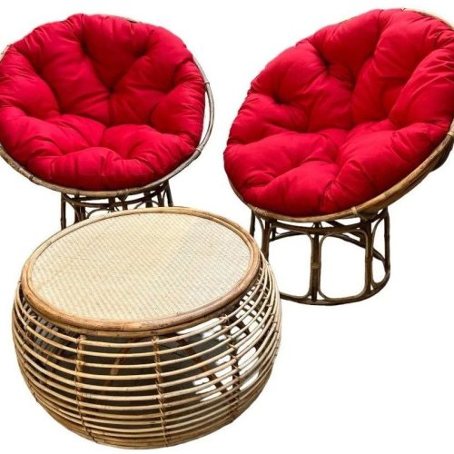 Cane Chair Coffee Table Set