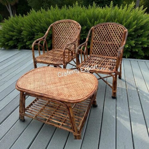 Cane Garden Chair Table Set