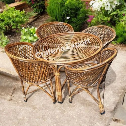 Cane Outdoor Chair Table Set