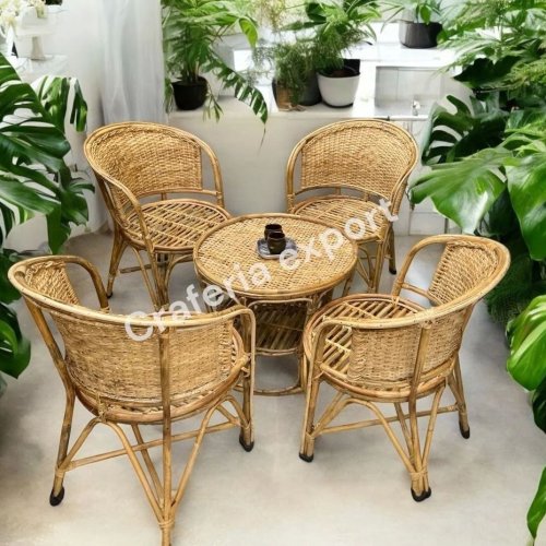 Cane Rattan Chair Table Set