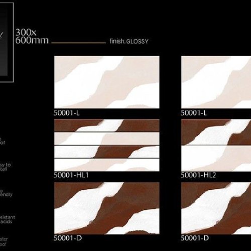 Artistic Beige Wave Glossy Ceramic Wall Tiles