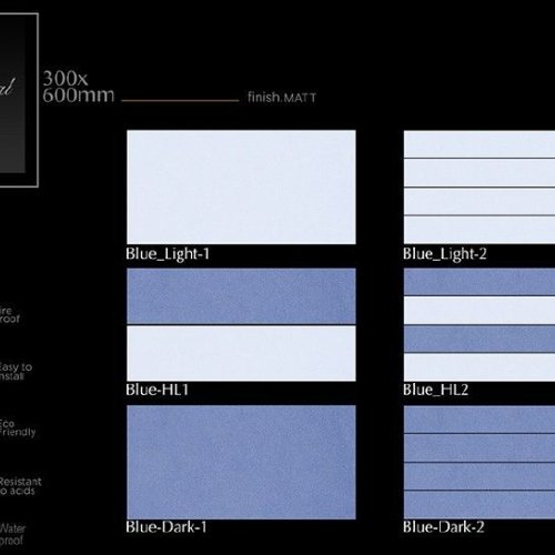 Elegant Blue Matt Finish Ceramic Wall Tiles