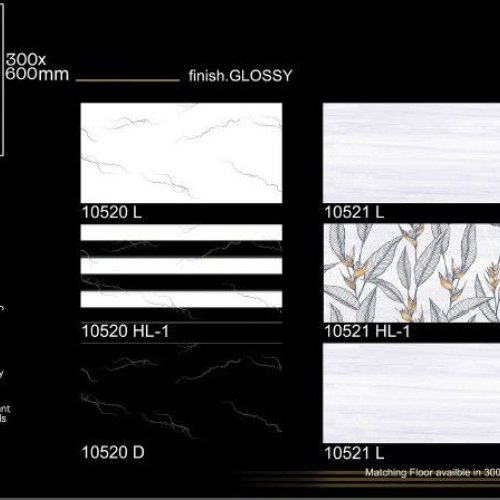Elegant Leaf Marble Gloss Ceramic Wall Tiles