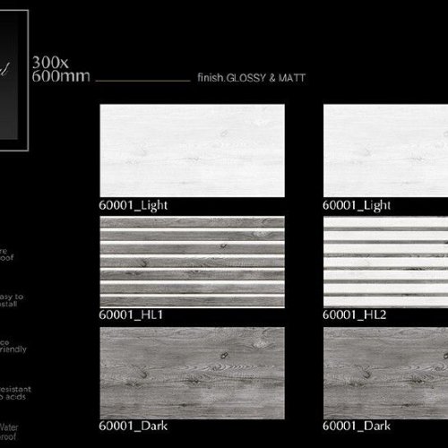 Grey Wooden Mix Finish Ceramic Wall Tiles