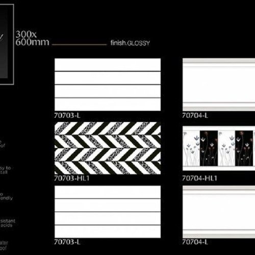 Linear Floral Decor Gloss Ceramic Wall Tiles