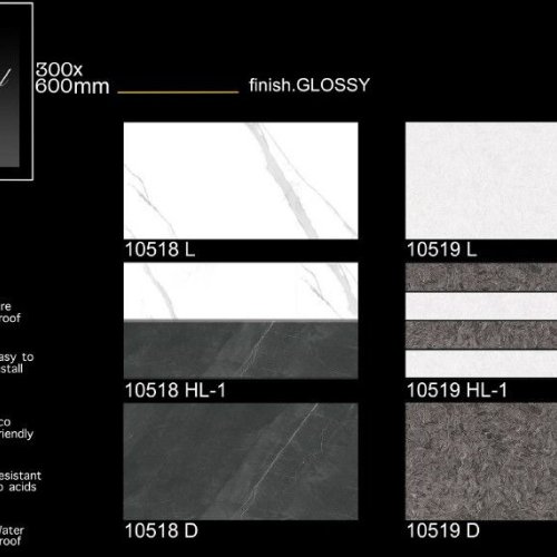 Marble Contrast Gloss Finish Ceramic Wall Tiles