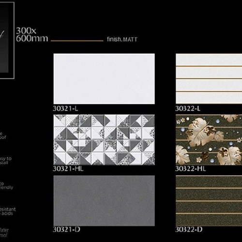 Modern Floral Accent Matt Ceramic Wall Tiles