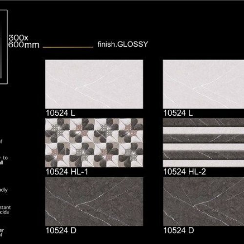 Modern Grey Pattern Gloss Ceramic Wall Tiles