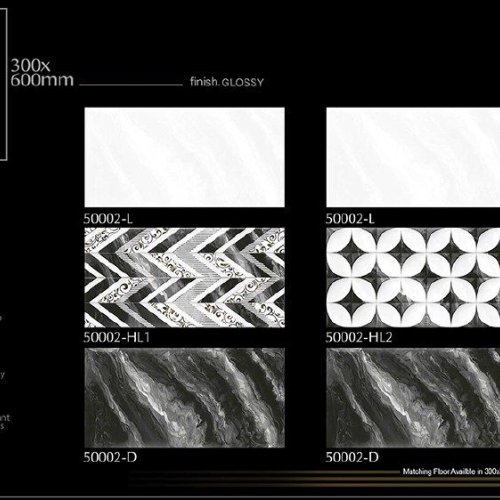 Monochrome Abstract Glossy Ceramic Wall Tiles