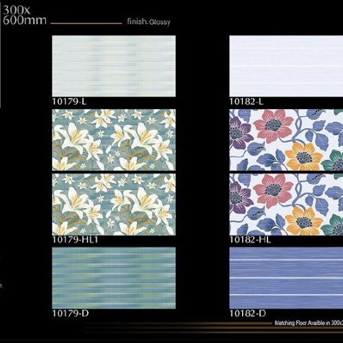 Pastel Floral Glossy Ceramic Wall Tiles