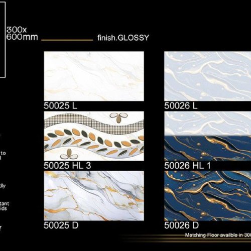 Royal Blue Vein Glossy Ceramic Wall Tiles