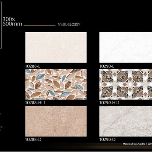 Soft Beige Leaf Glossy Ceramic Wall Tiles